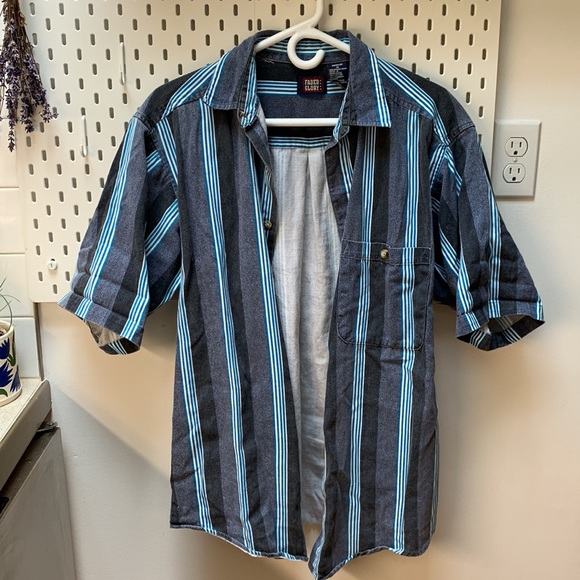 Vintage Faded Glory Striped Blue Button Up - Picture 6 of 7